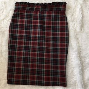 Vintage Plaid Pencil Skirt